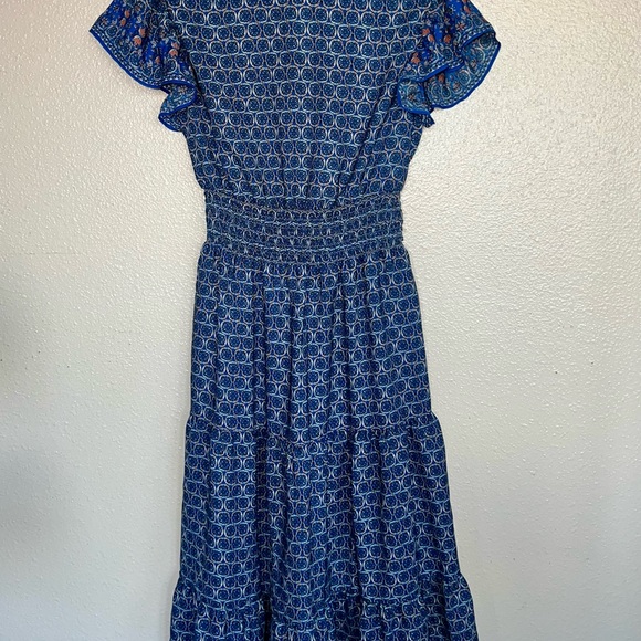 NWT Max Studio Blue Geometric Tie Shirtdress - Picture 5 of 6
